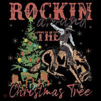 Rockin Around The Christmas Tree Cowboy Western Baby Bodysuit