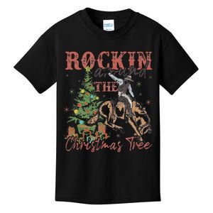 Rockin Around The Christmas Tree Cowboy Western Kids T-Shirt