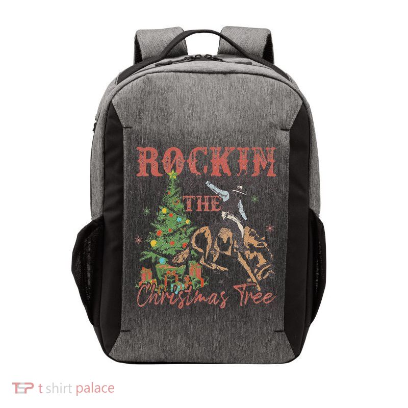 Rockin Around The Christmas Tree Cowboy Western Vector Backpack