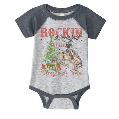 Rockin Around The Christmas Tree Cowboy Western Infant Baby Jersey Bodysuit