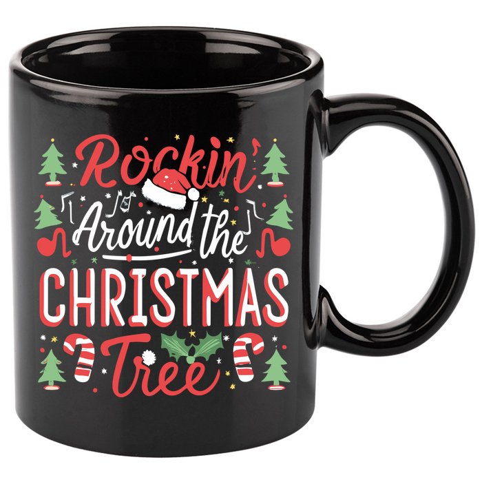 Rockin Around The Christmas Tree Music Note Music Teacher 11oz C Handle Ceramic Mug