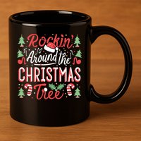 Rockin Around The Christmas Tree Music Note Music Teacher 11oz C Handle Ceramic Mug