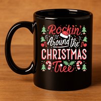 Rockin Around The Christmas Tree Music Note Music Teacher 11oz C Handle Ceramic Mug