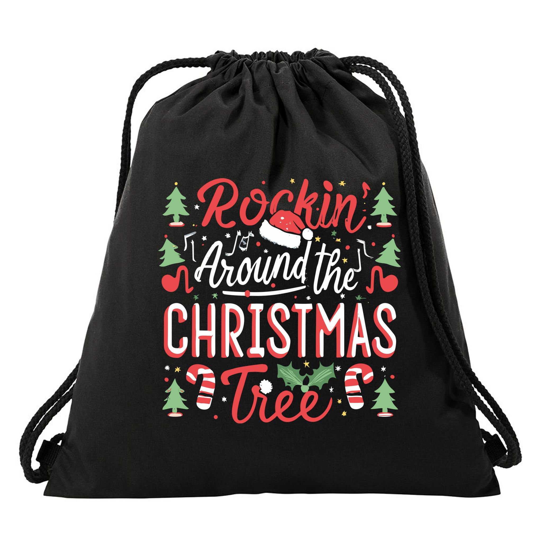 Rockin Around The Christmas Tree Music Note Music Teacher Drawstring Bag