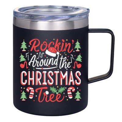 Rockin Around The Christmas Tree Music Note Music Teacher 12oz Stainless Steel Coffee Mug