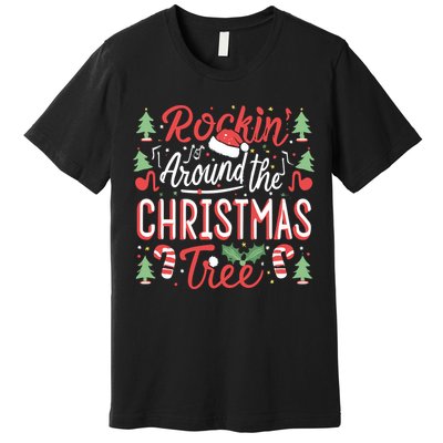 Rockin Around The Christmas Tree Music Note Music Teacher Premium T-Shirt