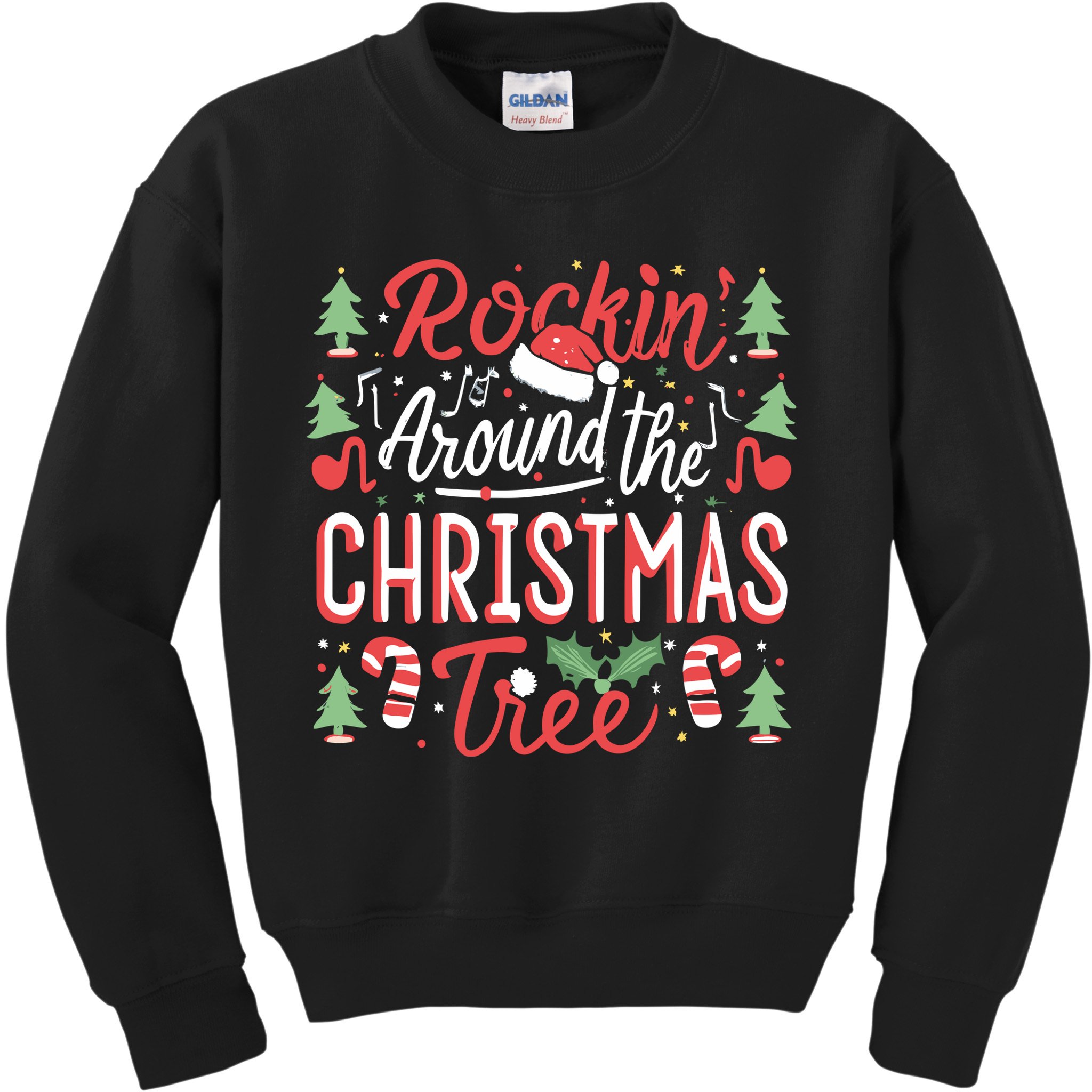 Rockin Around The Christmas Tree Music Note Music Teacher Kids Sweatshirt