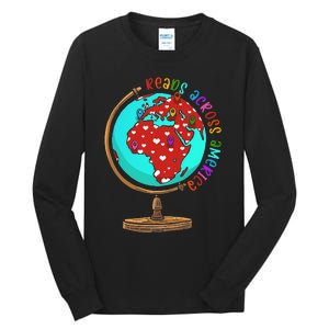 Reads Across That America Reading Lover Teacher Reader Tall Long Sleeve T-Shirt