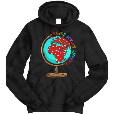 Reads Across That America Reading Lover Teacher Reader Tie Dye Hoodie