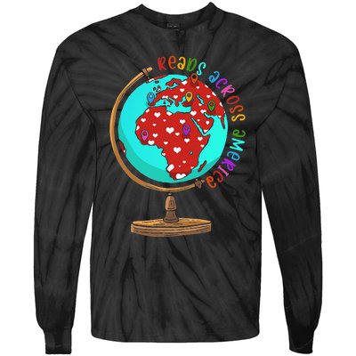 Reads Across That America Reading Lover Teacher Reader Tie-Dye Long Sleeve Shirt