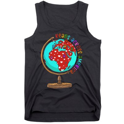 Reads Across That America Reading Lover Teacher Reader Tank Top