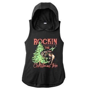 Rockin' Around The Christmas Tree Cowboy Santa Ride Horse Ladies PosiCharge Tri-Blend Wicking Draft Hoodie Tank