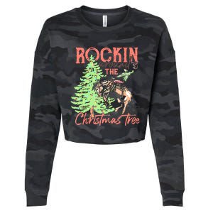 Rockin' Around The Christmas Tree Cowboy Santa Ride Horse Cropped Pullover Crew