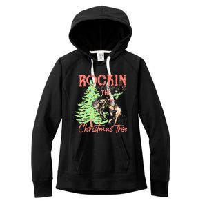 Rockin' Around The Christmas Tree Cowboy Santa Ride Horse Women's Fleece Hoodie