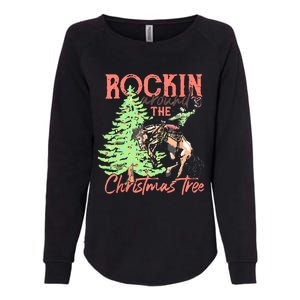 Rockin' Around The Christmas Tree Cowboy Santa Ride Horse Womens California Wash Sweatshirt