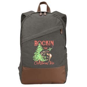 Rockin' Around The Christmas Tree Cowboy Santa Ride Horse Cotton Canvas Backpack