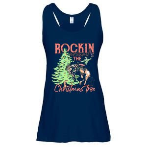 Rockin' Around The Christmas Tree Cowboy Santa Ride Horse Ladies Essential Flowy Tank