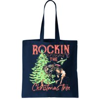 Rockin' Around The Christmas Tree Cowboy Santa Ride Horse Tote Bag