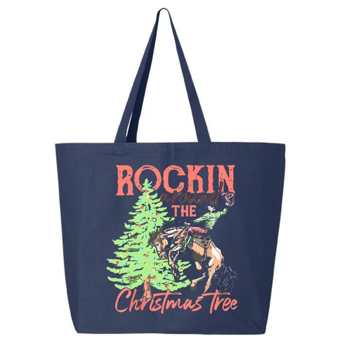 Rockin' Around The Christmas Tree Cowboy Santa Ride Horse 25L Jumbo Tote