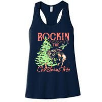 Rockin' Around The Christmas Tree Cowboy Santa Ride Horse Women's Racerback Tank