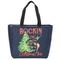 Rockin' Around The Christmas Tree Cowboy Santa Ride Horse Zip Tote Bag