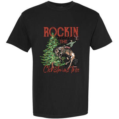 Rocking Around The Christmas Tree Retro Cowboy Christmas Garment-Dyed Heavyweight T-Shirt