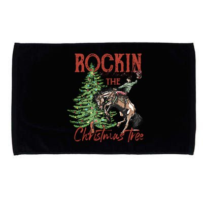 Rocking Around The Christmas Tree Retro Cowboy Christmas Microfiber Hand Towel