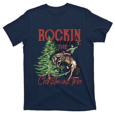 Rocking Around The Christmas Tree Retro Cowboy Christmas T-Shirt