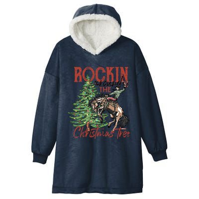 Rocking Around The Christmas Tree Retro Cowboy Christmas Hooded Wearable Blanket