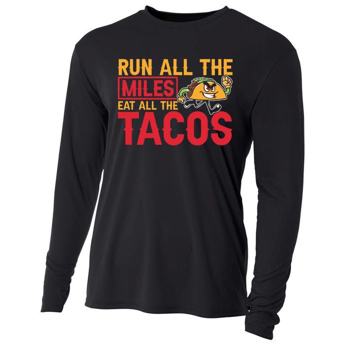 Run All The Miles Eat All The Tacos Marathon Jogging Running Cooling Performance Long Sleeve Crew