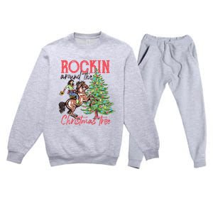 Rockin Around The Christmas Tree Western Cowboy Cowgirl Premium Crewneck Sweatsuit Set