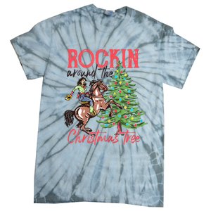 Rockin Around The Christmas Tree Western Cowboy Cowgirl Tie-Dye T-Shirt