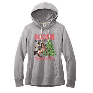 Rockin Around The Christmas Tree Western Cowboy Cowgirl Women's Fleece Hoodie