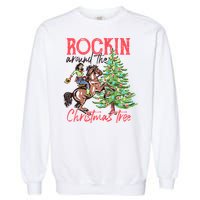 Rockin Around The Christmas Tree Western Cowboy Cowgirl Garment-Dyed Sweatshirt