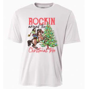 Rockin Around The Christmas Tree Western Cowboy Cowgirl Cooling Performance Crew T-Shirt