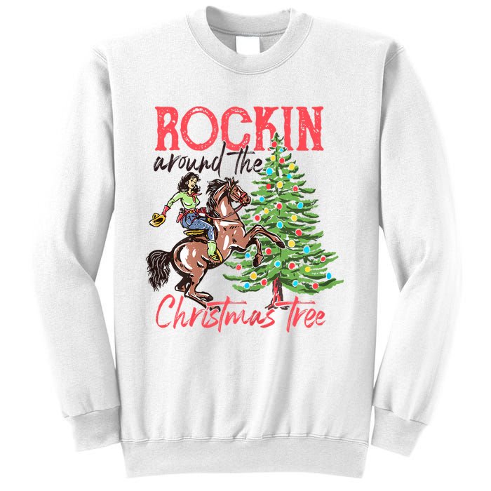 Rockin Around The Christmas Tree Western Cowboy Cowgirl Sweatshirt