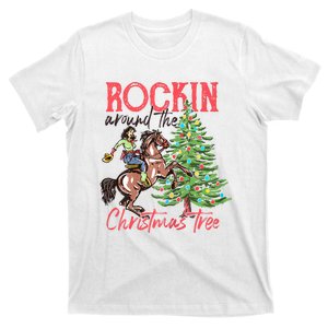 Rockin Around The Christmas Tree Western Cowboy Cowgirl T-Shirt