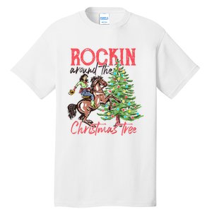 Rockin Around The Christmas Tree Western Cowboy Cowgirl Tall T-Shirt