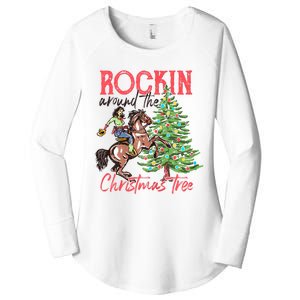 Rockin Around The Christmas Tree Western Cowboy Cowgirl Women's Perfect Tri Tunic Long Sleeve Shirt