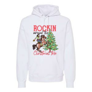 Rockin Around The Christmas Tree Western Cowboy Cowgirl Premium Hoodie