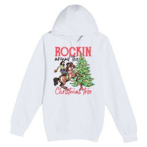 Rockin Around The Christmas Tree Western Cowboy Cowgirl Premium Pullover Hoodie