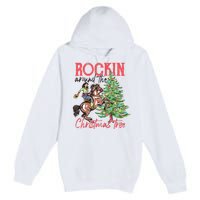 Rockin Around The Christmas Tree Western Cowboy Cowgirl Premium Pullover Hoodie