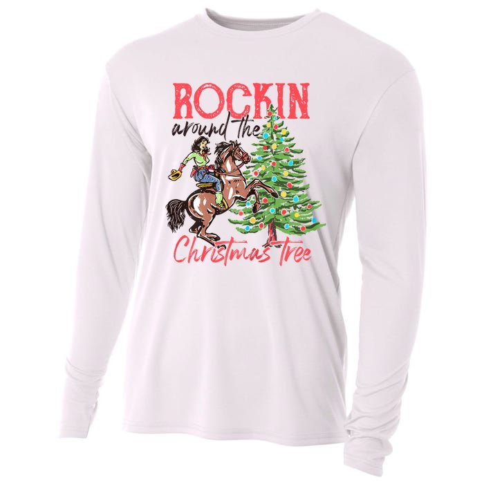 Rockin Around The Christmas Tree Western Cowboy Cowgirl Cooling Performance Long Sleeve Crew