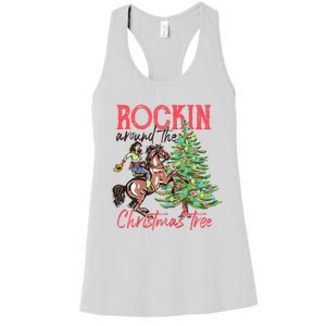 Rockin Around The Christmas Tree Western Cowboy Cowgirl Women's Racerback Tank