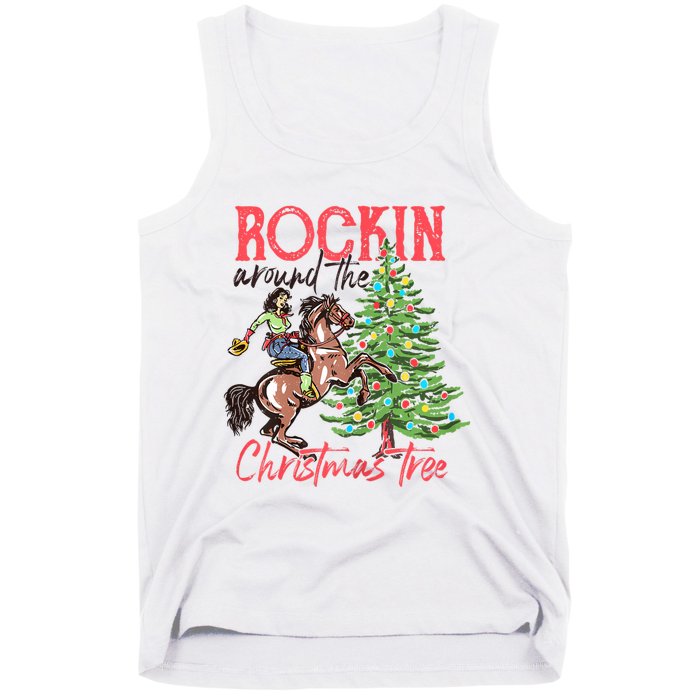 Rockin Around The Christmas Tree Western Cowboy Cowgirl Tank Top