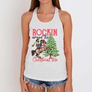 Rockin Around The Christmas Tree Western Cowboy Cowgirl Women's Knotted Racerback Tank