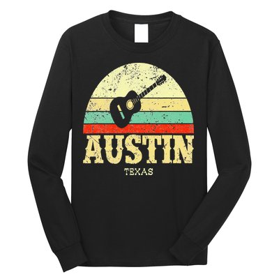 Retro Austin Texas Guitar Vintage Lone Star State Long Sleeve Shirt