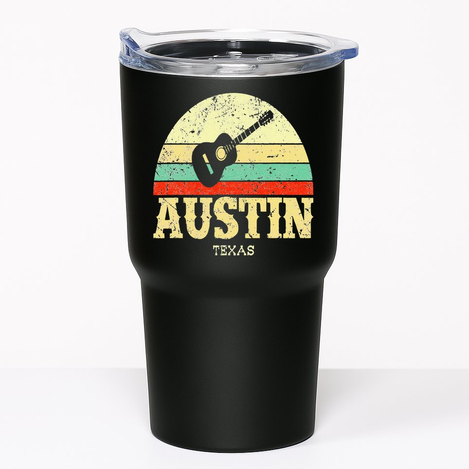 Retro Austin Texas Guitar Vintage Lone Star State Tumbler