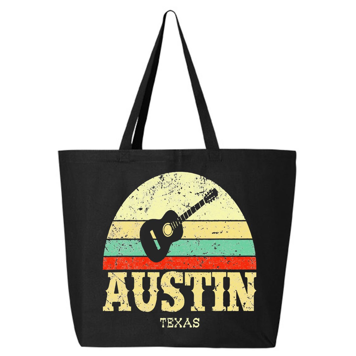 Retro Austin Texas Guitar Vintage Lone Star State 25L Jumbo Tote