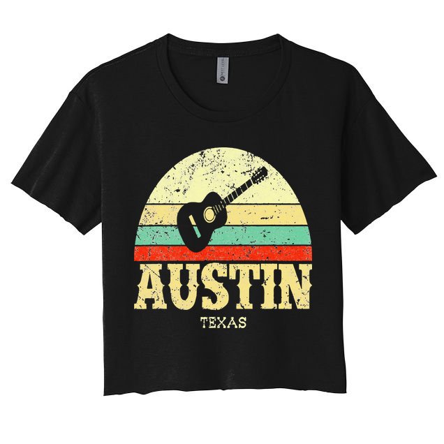 Retro Austin Texas Guitar Vintage Lone Star State Crop Top